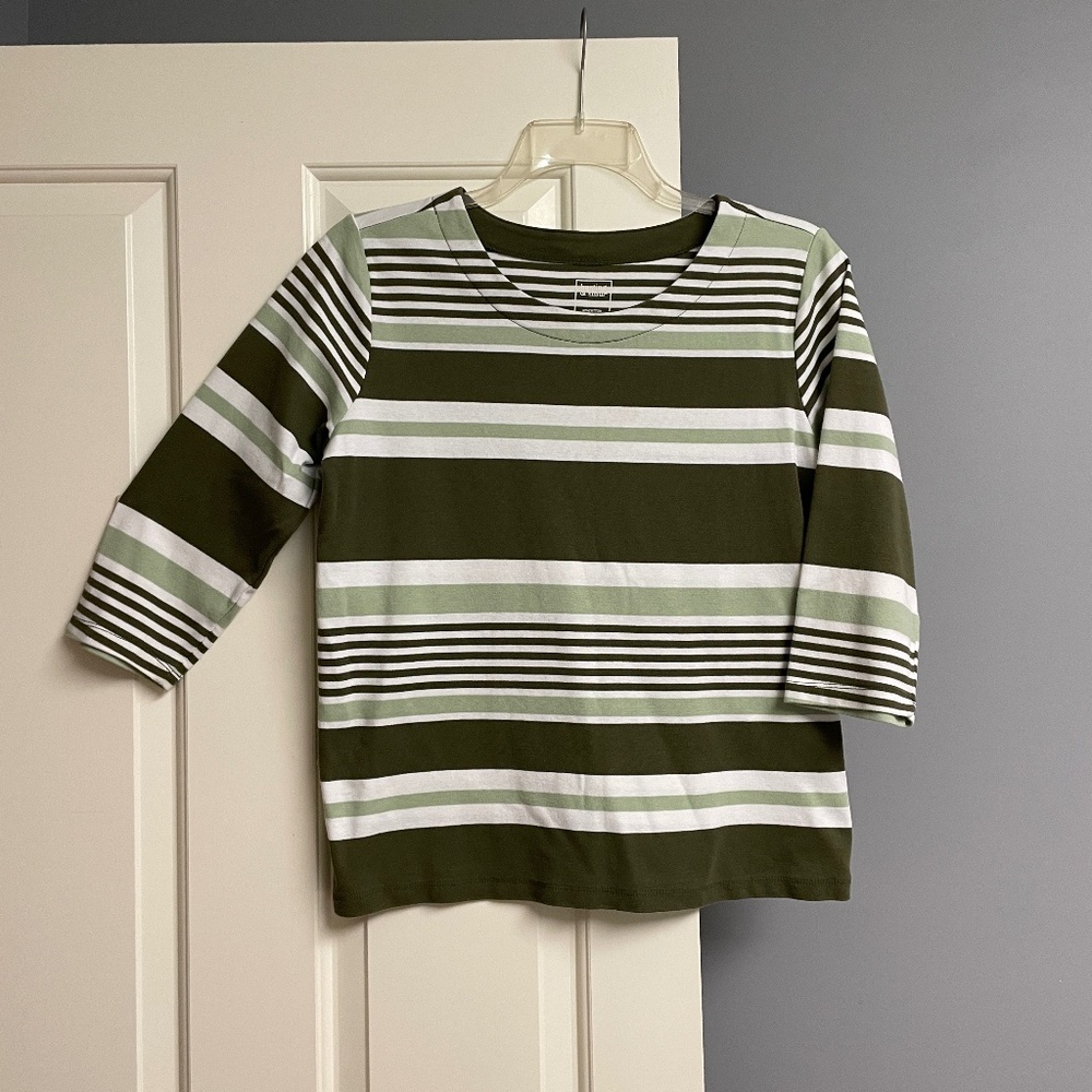 Hasting Smith Stripe Knit Blouse, Green Shades, Woman, M